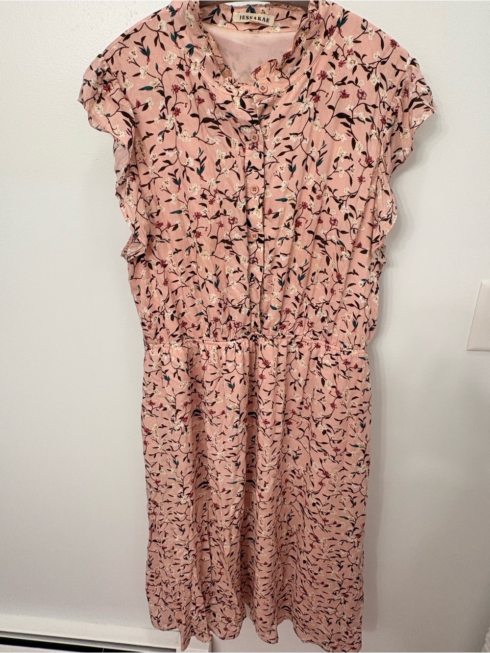 JessaKae Blush Pink Floral Midi Dress | XL